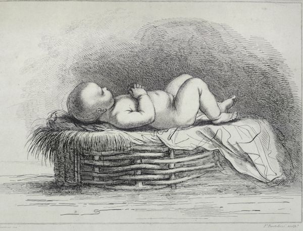 Francesco Bartolozzi and Giovanni Francesco Barbieri Guercino - Sleeping Baby