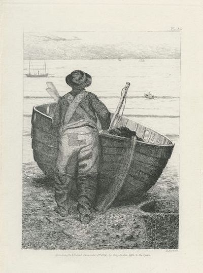 Frederick Bacon Barwell - Sea Beach Norfolk Fisherman on the Look Out The Fisherman