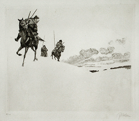 Jacobus Belsen - Horsemen in The Snow