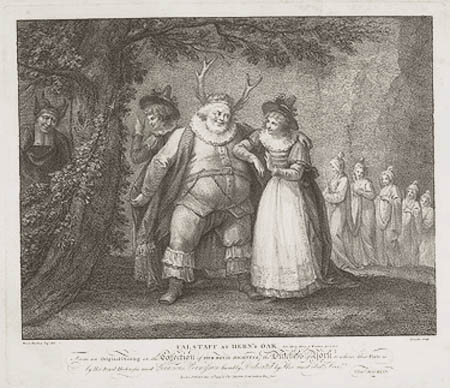 Michele Beneditte and Henry William Bunbury - Falstaff at Hern's Oak Shakespeare Merry wives of Windsor Act V Scene V