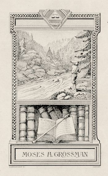 Henri Berengier - Ex-Libris Moses H. Grossman Fly Fishing in the Mountain Stream