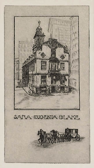 Sara Eugenia Blake - Ex-Libris Sara Eugenia Blake The Old State House Boston