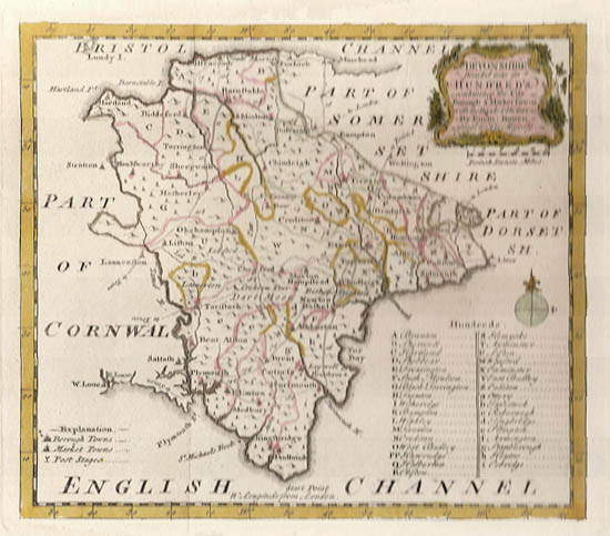 Emanuel Bowen - 18th Century Map of Devonshire