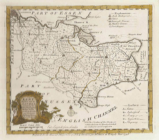 Emanuel Bowen - 18th Century Map of Kent