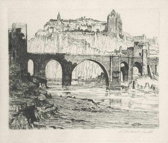 Samuel Chatwood Burton - Aqueduct and Distant Castle Toledo Spain