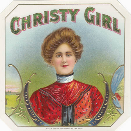 Cigar Label Schlegel Litho Company New York - Christy Girl Registered by Lee Heine