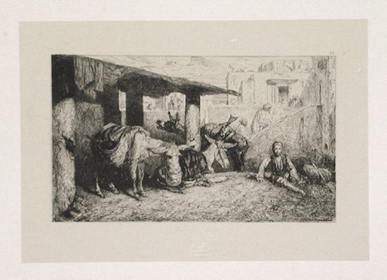 Alexandre Gabriel Decamps - Village de Turquie Turkish Village an Orientalist Scene