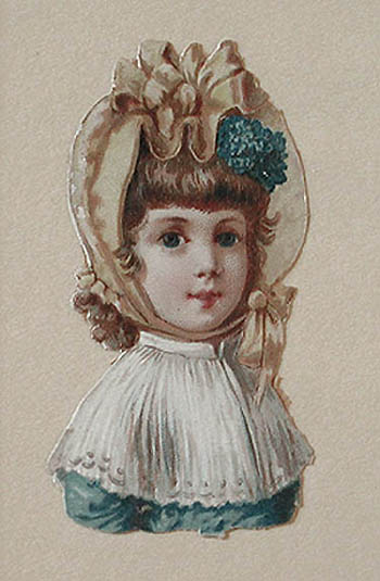 19th century Chromolithographic Die-Cut - Miss Blue Eyes
