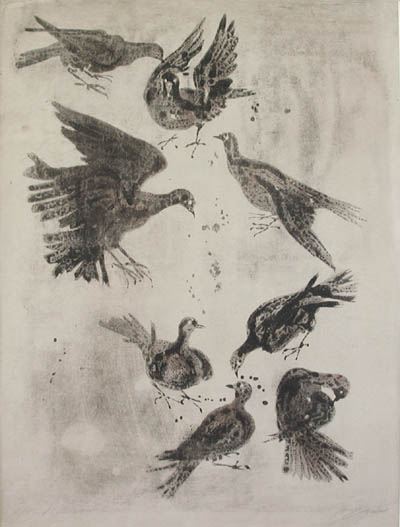 Hans Erni - Huit Pigeons or Eight Pigeons