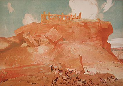 Sir William Russell Flint - The Temple of Juno at Girgenti Sicily