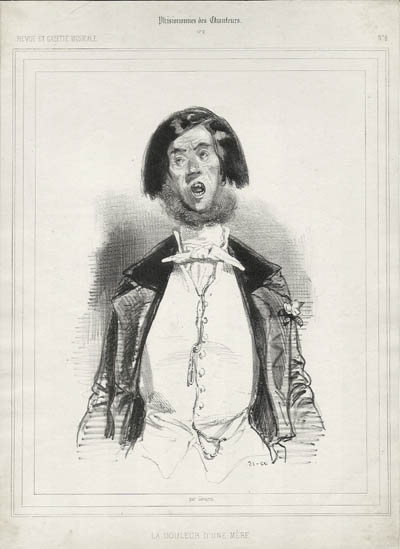 Paul Gavarni Hippolyte Guillaume Suplice Chavalier - La Douleur d'une Mere - The Suffering of a Mother Revue et Gazette Musicale Phisionomies des Chanteurs