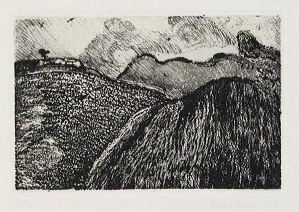 Francesca Genna Original Aquatint and Deep Etching Landscape Tuscany