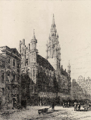 Sir Ernest George - Brussels Hotel de Ville and Grande Place