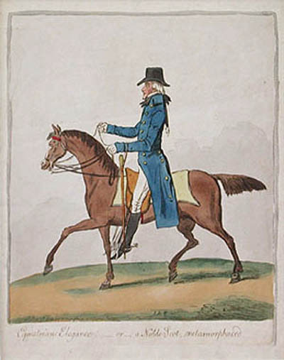 James Gillray - Equestrian Elegance or A Noble Scot Metamorphosed