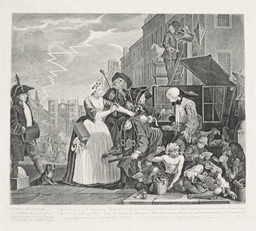 William Hogarth - A Rake's Progress Plate 4 The first signs of Tom Rakewell's downfall