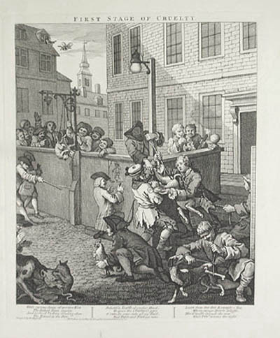 William Hogarth - First Stage of Cruelty The Four Stages of Cruelty Plate 1 Tom Nero and the cruelty of unsupervised boys