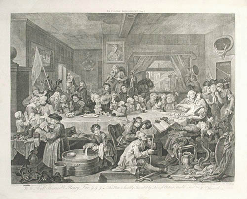 William Hogarth - An Election Entertainment Four Prints of an Election Plate 1