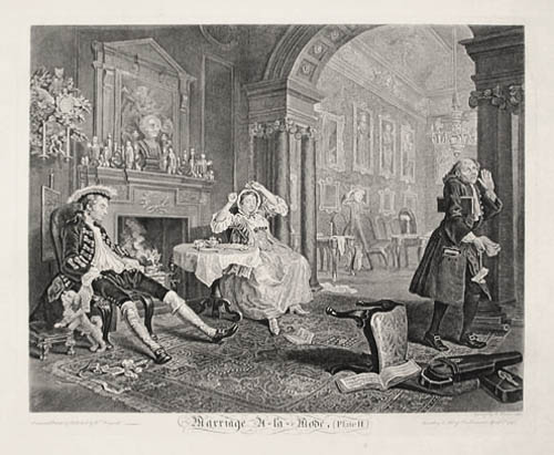 William Hogarth and Bernard Baron - Marriage a la Mode Plate 2 A Telling Image of Idleness and Dissipated Life