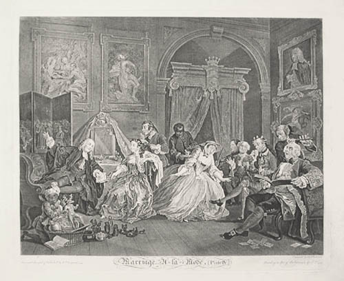 William Hogarth and Simon Francois Ravenet - Marriage a la Mode Plate 4 The Domestic Life of Squanderfield's Bride