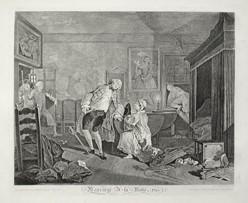 William Hogarth and Simon Francois Ravenet - Marriage a la Mode Plate 5 Tragedy Strikes Squanderfield Fights a Dying Duel