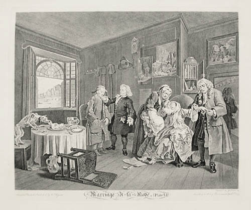William Hogarth and Louis Gerard Scotin -  Marriage a la Mode - Plate VI
