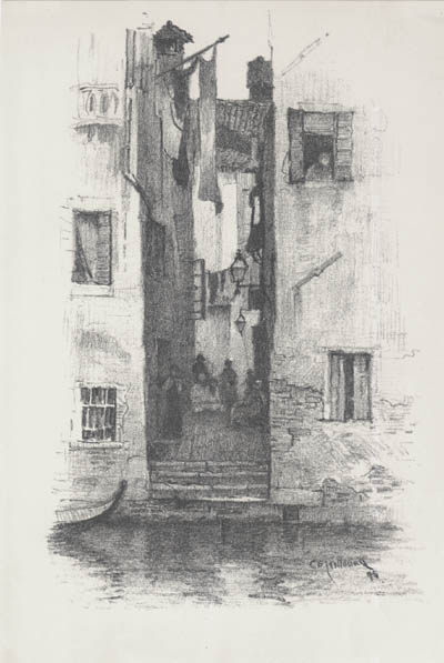 Charles Edward Holloway - Canal Scene Venice
