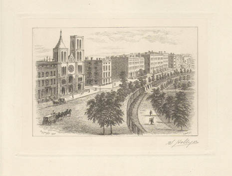 Samuel Hollyer - Union Square and Broadway New York 1849