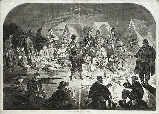 Winslow Homer - A Bivouac Fire on The Potomac American Civil War Harper's Weekly New York A Journal of Civilization
