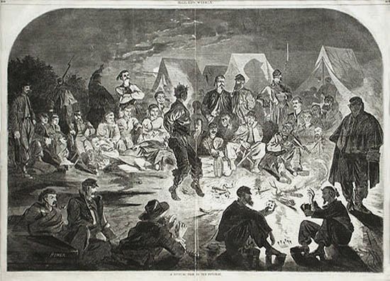 Winslow Homer - A Bivouac Fire on The Potomac American Civil War Harper's Weekly New York A Journal of Civilization