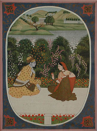 19th Century Indian School Artist - The Romance of Rama and Sita Illuminated Miniature Painting