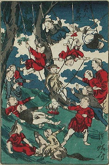 Kawanabe Kyosai Gyosai - Ljin Jiyu Foreign Children at Play Children's Games