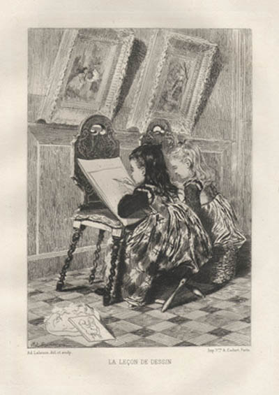Adolphe Lalauze - La Lecon de Dessin or The Drawing Lesson