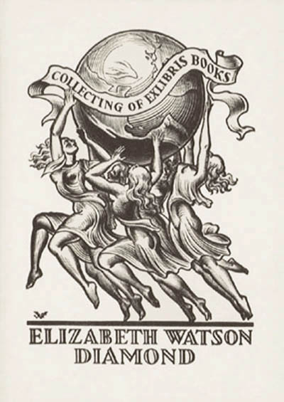 Valentin Le Campion - Elizabeth Watson Diamond Collecting of Exlibris Books In Black Ink