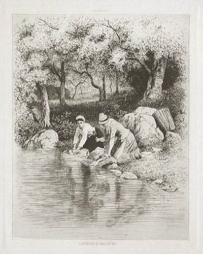 Adolphe Potemont Martial - Laveuses a Valliere or Washerwomen at Valliere