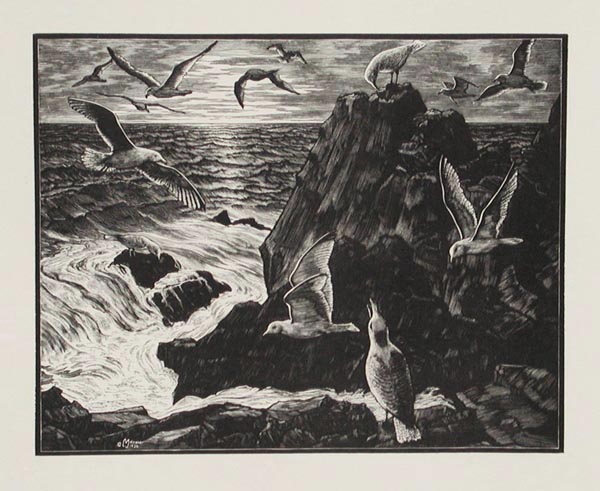Leo Meissner - Sea Gulls published by the American Artists Group New York