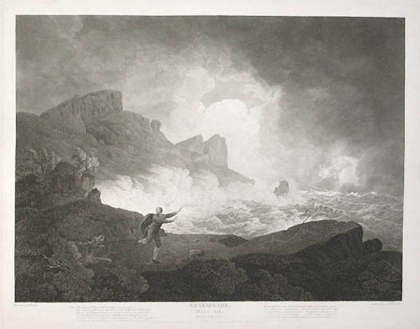 Samuel Middiman and Joseph Wright of Derby - Winter's Tale Act III Scene III Storm Scene Antigonus Pursued by a Bear from the Shakspeare Gallery by John Boydell