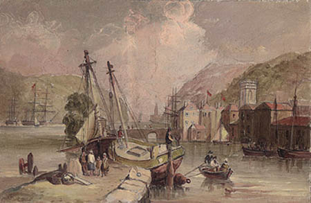 Monogramme W. R. - A Coastal Scene With a Harbour View