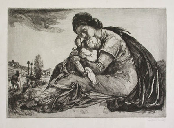 Anton Rausch - Mother and Child - Original Etching and Engraving
