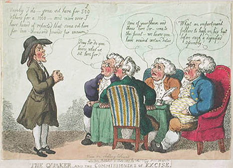 Thomas Rowlandson and George Moutard Woodward - The Quaker and the Commissioners of Excise