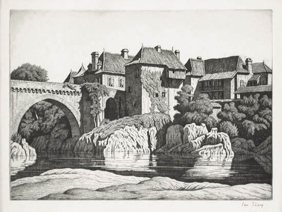 Ian Strang - Houses by the Bridge Orthez