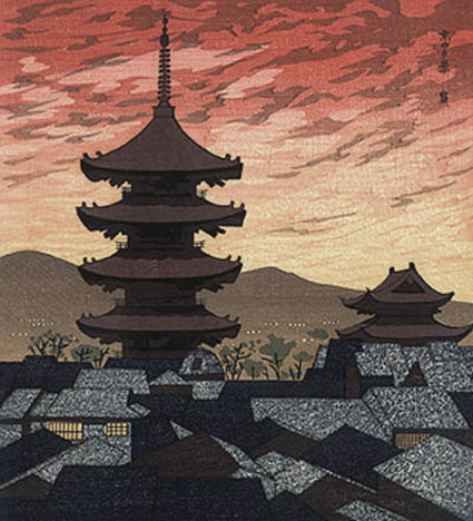 Tomikichiro Tokuriki - Kyoto Rooftops