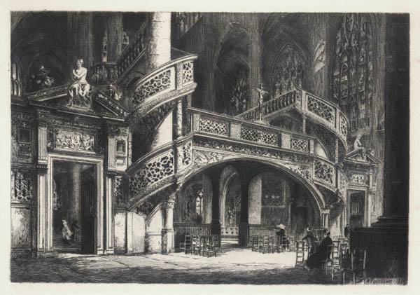 Charles Henri Toussaint - View of the Famous Rood Screen at St. Etienne Du Mont Paris