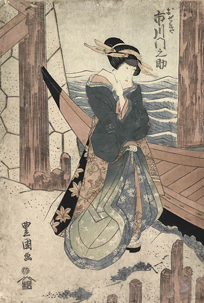 Toyokuni II - Toyoshige - Ichikawa Monnosuke Portrayal of a Beautiful Woman
