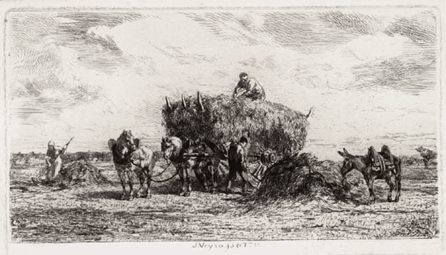 Jules Jacques Veyrassat - Le Ramassage des Foins The Hay Wagon