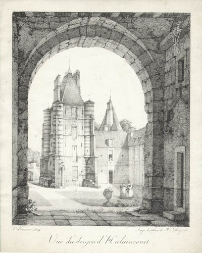 Louis  Villeneuve - View of the Castle Keep Halaincourt