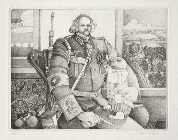 Dennis Corrigan - Nathaniel Hawthorne Posing with a Formally Dressed Gopher Military Commander