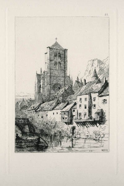 Sir Ernest George - Huy West End of Cathedral from the Meuse