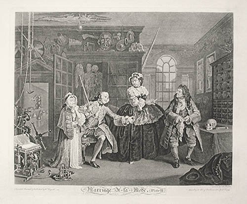 William Hogarth and Bernard Baron - Marriage a la Mode Plate 3 The depraved entertainments of Squanderfield's life