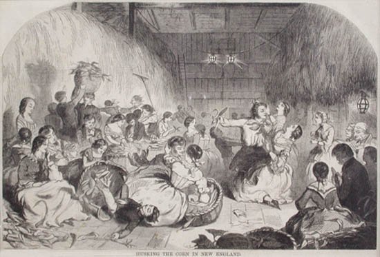 Winslow Homer - Husking The Corn in New England Harper's Weekly New York A Journal of Civilization