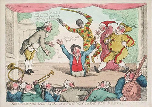 Thomas Rowlandson - The Managers Last Kick or a New Way to Pay old Debts